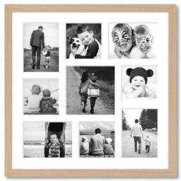 Large Multi Photo Picture Frame - Holds 9 Photos Oak Veneer - thumbnail 2