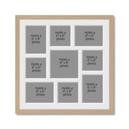 Large Multi Photo Picture Frame - Holds 9 Photos Oak Veneer - thumbnail 1