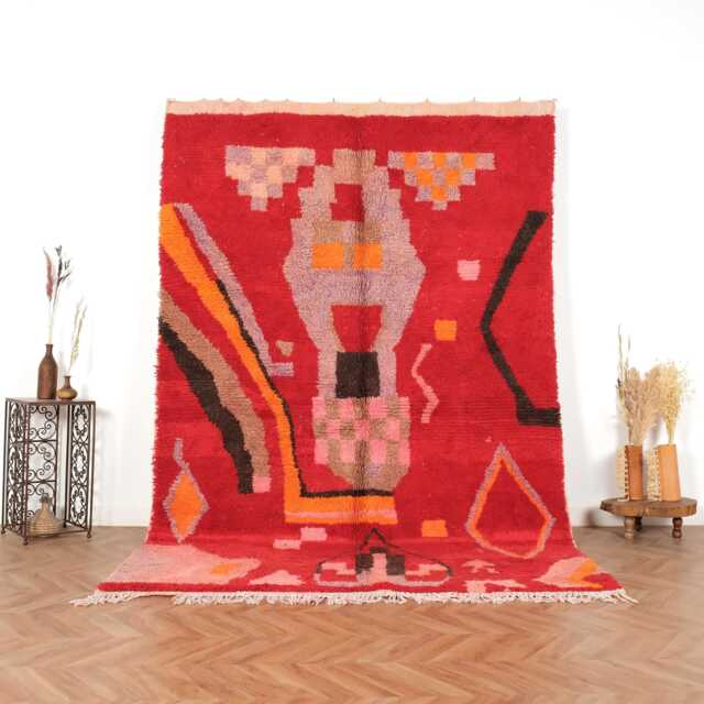 Moroccan Rug, Berber Handwoven Boujaad Rug 6x9 Colorful Boho - image 1