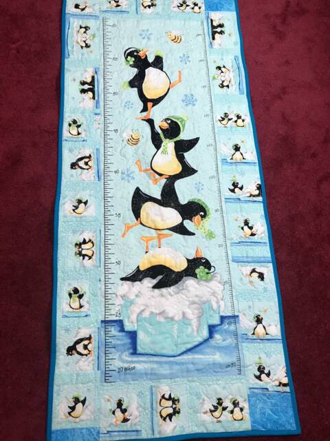 Penguin Growth Chart Quilt/Personalized Boy's Or Girl's Room Decor Chart/Nursery Wall Decor/Giraffe Hanging/Baby Shower Gift - image 1