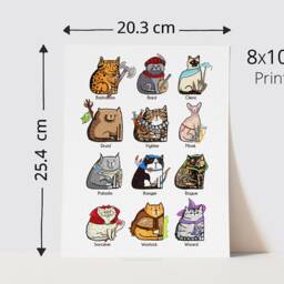 Dungeons & Cats Print, Dnd Cat Poster, Lover Birthday Gift, Nerdy Tabletop Gamer, Rpg Fantasy Wall Art - thumbnail 3