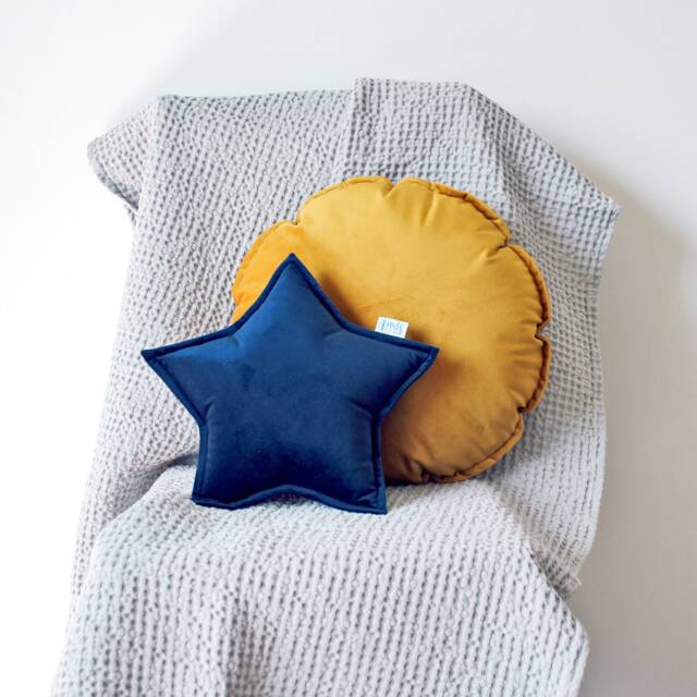 Navy Blue Velvet Star Pillow, Cushion - image 1