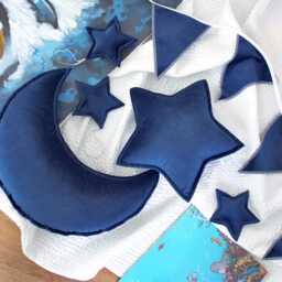 Navy Blue Velvet Star Pillow, Cushion - thumbnail 2