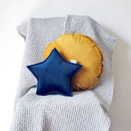 Navy Blue Velvet Star Pillow, Cushion