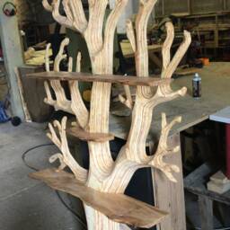 Wooden Tree Bookcase, Bookshelf Handmade Interior Furniture, Book Storage Home Decor Display Unit, Wood Shelves Stand - thumbnail 3