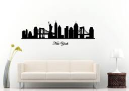 New York City Landmark Skyline View Tall Buildings Bridges Statue Of Liberty Wall Decal Vinyl Sticker Mural Room Decor L1031 - thumbnail 1