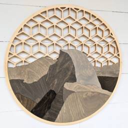 Half Dome Wood Wall Art Geometric Sky, Yosemite National Park Decor, Living Room Scene - thumbnail 3