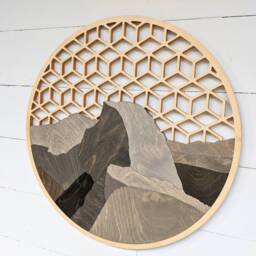 Half Dome Wood Wall Art Geometric Sky, Yosemite National Park Decor, Living Room Scene - thumbnail 2
