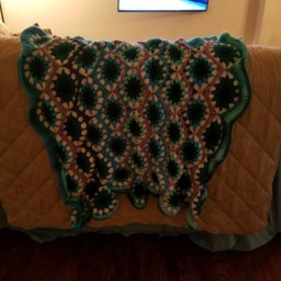 Blue & Purple Throw Blanket, Decorative Afghan, Crocheted Circles - thumbnail 2