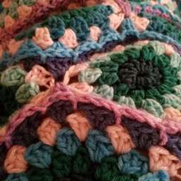Blue & Purple Throw Blanket, Decorative Afghan, Crocheted Circles - thumbnail 3