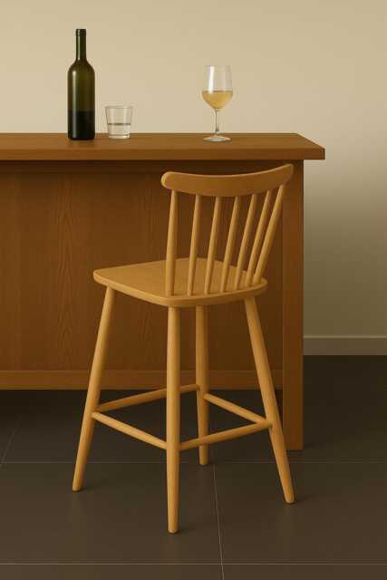 Handmade Wooden Counter/Bar Stool - Scandinavian Style - Handcrafted Solid Wood Kitchen Islands & Stools - image 1