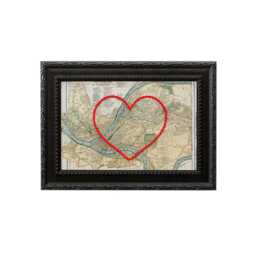 Pittsburgh Heart Map - Custom Gift Anniversary For Him Framed Wedding Print With Hand-Embroidered - thumbnail 2
