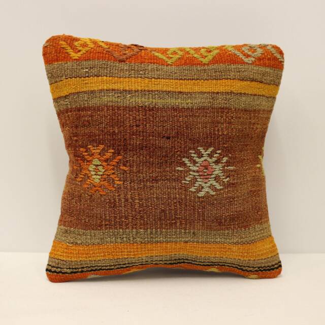 Sofa Pillow Lumbar, 12x12 Kilim Lumbar Cover, Ethnic Cushion Cover, Kilim Cover, Decorative Case, Bohemian Cover 4Of-225 - image 1