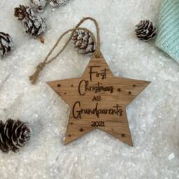 Luxury First Christmas As Grandparents - Wooden Decoration Xmas Bauble - thumbnail 1