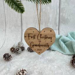 Luxury First Christmas As Grandparents - Wooden Decoration Xmas Bauble - thumbnail 3