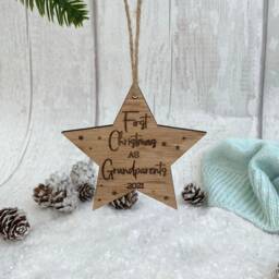Luxury First Christmas As Grandparents - Wooden Decoration Xmas Bauble - thumbnail 2