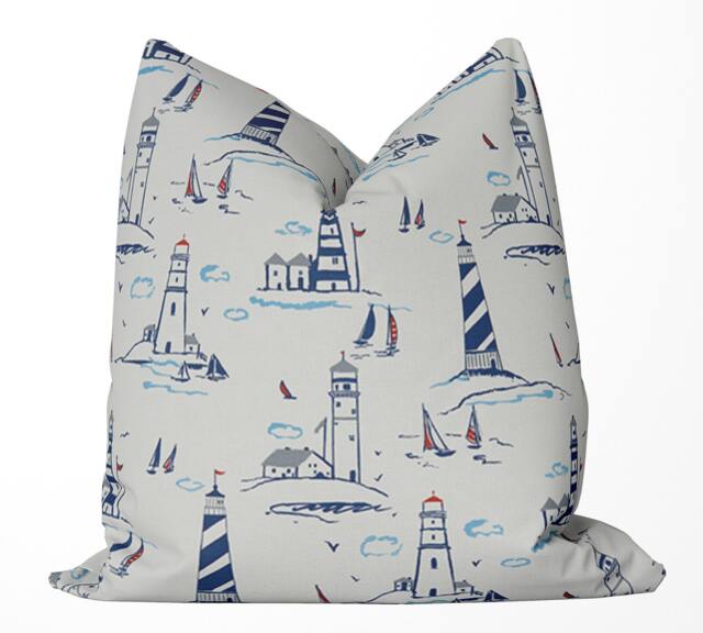 Lowestoft Lighthouse Pillow/Marine