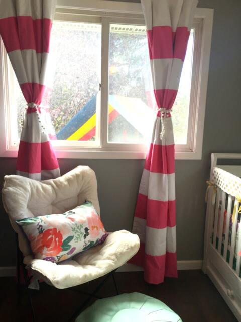 Custom Pink Striped Nursery Curtains Nautical Window Treatments - image 1