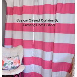 Custom Pink Striped Nursery Curtains Nautical Window Treatments - thumbnail 3