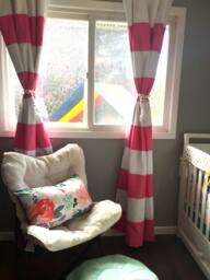 Custom Pink Striped Nursery Curtains Nautical Window Treatments - thumbnail 1