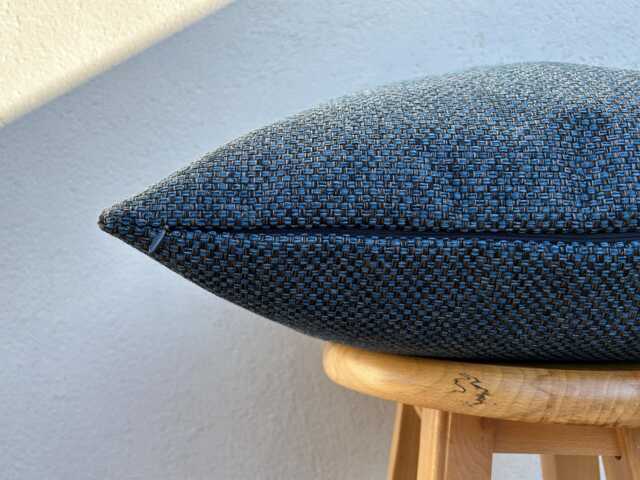 Navy Blue Basketweave Linen Pillow Cover Modern Throw Cushion - All Duties Paid Usa - image 1