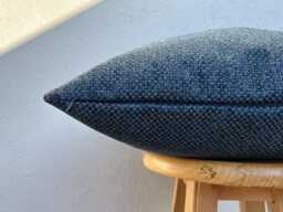 Navy Blue Basketweave Linen Pillow Cover Modern Throw Cushion - All Duties Paid Usa - thumbnail 1