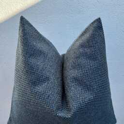Navy Blue Basketweave Linen Pillow Cover Modern Throw Cushion - All Duties Paid Usa - thumbnail 3