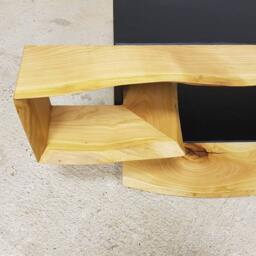 Modern Live Edge Coffee Table Black Ash Wood, Natural Oils - thumbnail 4