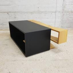 Modern Live Edge Coffee Table Black Ash Wood, Natural Oils - thumbnail 3