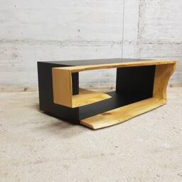 Modern Live Edge Coffee Table Black Ash Wood, Natural Oils - thumbnail 2