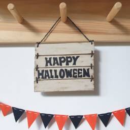 Happy Halloween Sign Home Decor, Wall Hanging Art Housewarming Gift - thumbnail 3