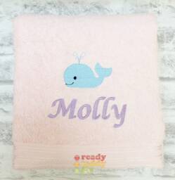 Personalised Swimming/Bath Towel Sheet Whale Embroidered Unisex Boys Girls Children's Kids With Any Name 500Gsm - thumbnail 1