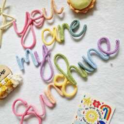 You Are My Sunshine Sign L Nursery Decor Children's Room Wall Hanging Kids Knitted Words - thumbnail 3