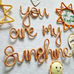 You Are My Sunshine Sign L Nursery Decor Children's Room Wall Hanging Kids Knitted Words - thumbnail 2