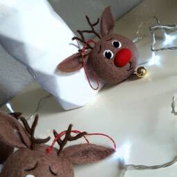 Christmas Ornament Ball Baubles, Felted Reindeer, Tree , Funny Decoration, Felt Animals, Host Gift Christmas - thumbnail 2