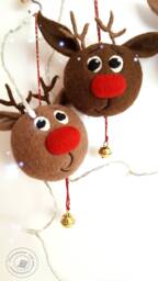 Christmas Ornament Ball Baubles, Felted Reindeer, Tree , Funny Decoration, Felt Animals, Host Gift Christmas - thumbnail 1