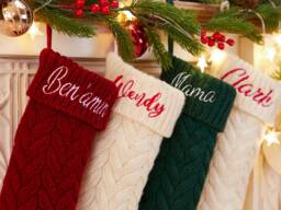 2025 Personalized Christmas Stockings, Knitted Stockings, Custom Gifts, Embroidered Family Stockings With Name - thumbnail 1