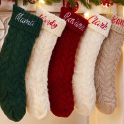 2025 Personalized Christmas Stockings, Knitted Stockings, Custom Gifts, Embroidered Family Stockings With Name - thumbnail 2