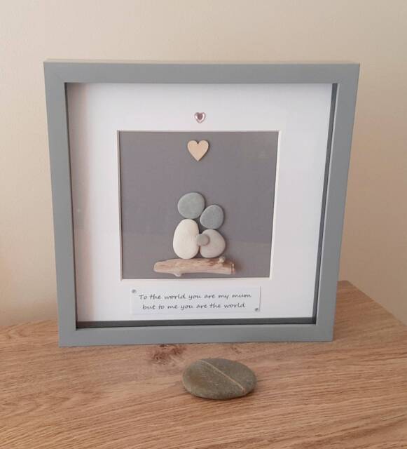 Personalized Pebble Art Mum Gift Framed Mother's Day Picture - image 1
