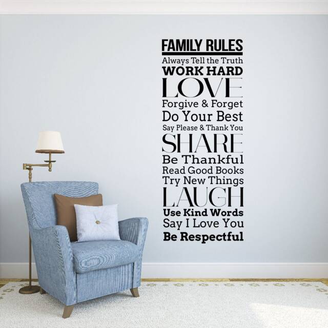 Family Rules Wall Quotes Vinyl Decal Sticker Murals Home Interior Art Decor - 43Nr - image 1