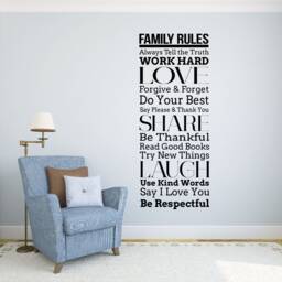 Family Rules Wall Quotes Vinyl Decal Sticker Murals Home Interior Art Decor - 43Nr - thumbnail 1
