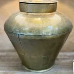 Brass Table Lamp - Small Vintage-Inspired Design With Linen Shade - thumbnail 4