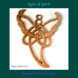 Celtic Angel Wall Hanging Wood Carved Guardian Miniature Christmas Ornament - thumbnail 3