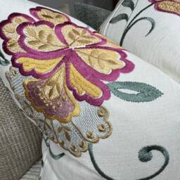 Decorative Floral Cushion Cover, Embroidered Pillow Throw & Designer - Double Sided/Worldwide Shipping - thumbnail 2