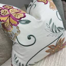 Decorative Floral Cushion Cover, Embroidered Pillow Throw & Designer - Double Sided/Worldwide Shipping - thumbnail 3