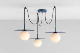 Zoe 3-Port Ceiling Pendant Hanging Light Navy Blue Kitchen Island Fixture Disc Lamp Shade