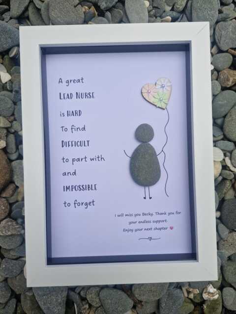 Leaving Job Good Luck Present Nurse, Pebble Art Picture Framed Poem, Wall Art, Home Gift. Personalised. Any Profession. Doctor Teacher Vet - image 1