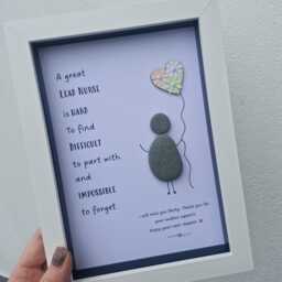 Leaving Job Good Luck Present Nurse, Pebble Art Picture Framed Poem, Wall Art, Home Gift. Personalised. Any Profession. Doctor Teacher Vet - thumbnail 2