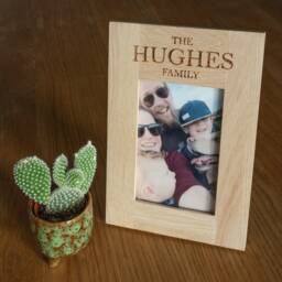 Personalised Family Oak Photo Frame Gift For Daddy/Dad Father's Day Pets Furbaby Man's Photograph Picture Wood Engraved