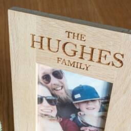 Personalised Family Oak Photo Frame Gift For Daddy/Dad Father's Day Pets Furbaby Man's Photograph Picture Wood Engraved - thumbnail 2